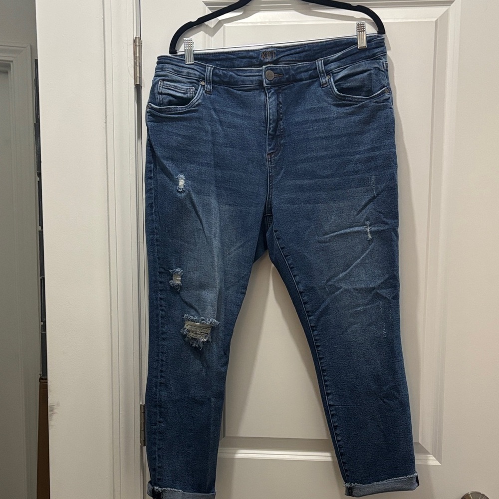 Kut from the Kloth Dark Blue Distressed Cropped Jeans